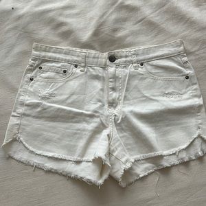 Free People Angled White Soft Denim Shorts